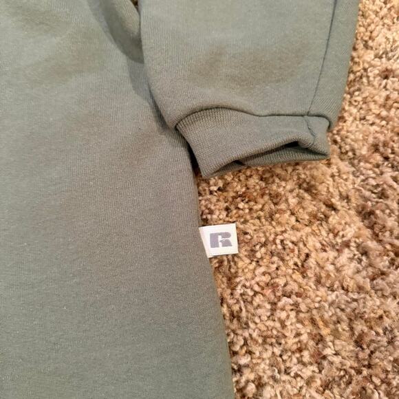 Vintage Russell Athletic Sweatshirt Adult M Blank Green V-Neck Pullover USA Made - Picture 3 of 7